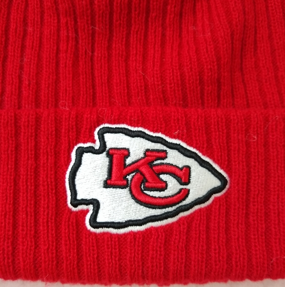 Men's Kansas City Chiefs New Era Fanatics Red Logo Cuffed Knit Hat Beanie - Picture 6 of 7